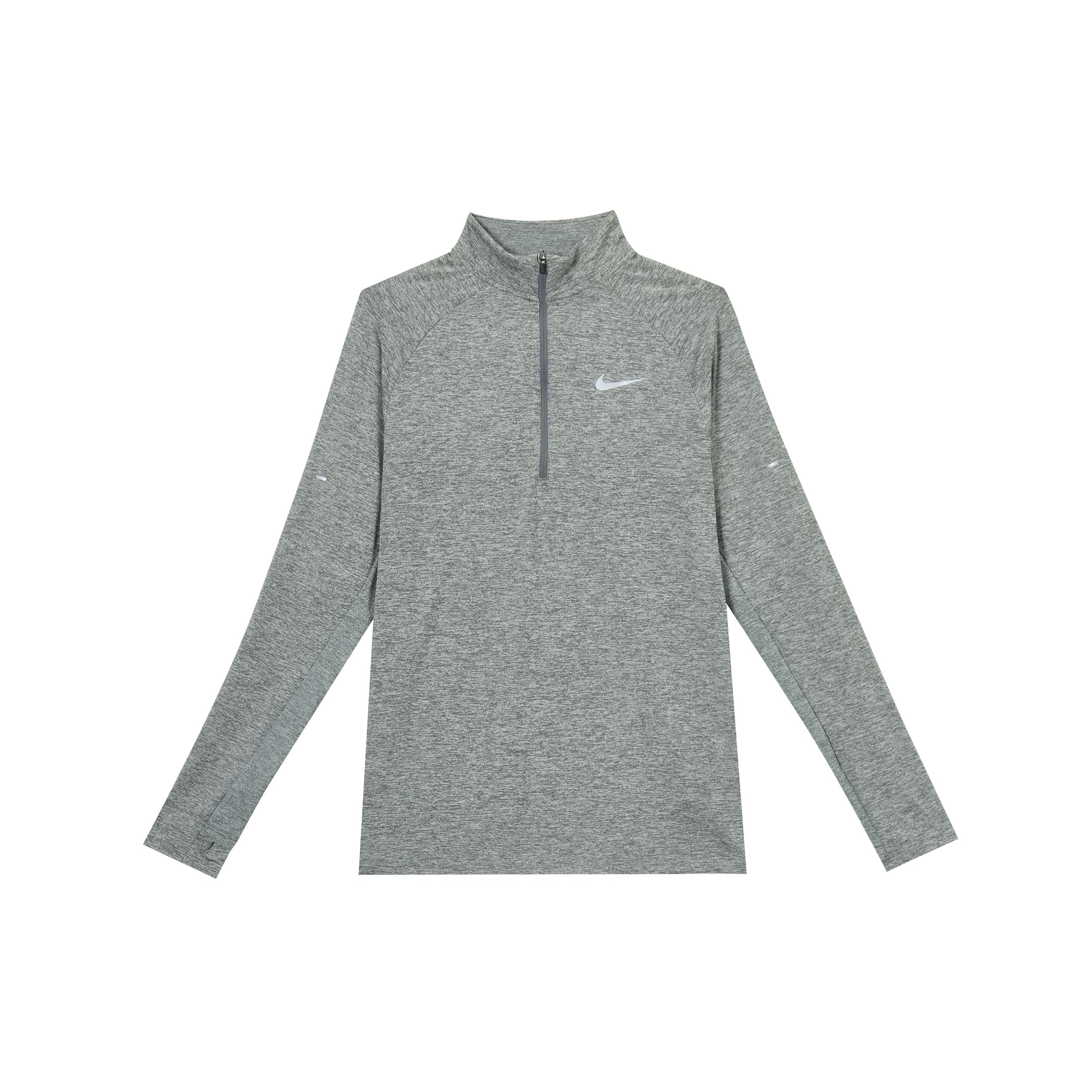 Nike Футболка мужская с длинным рукавом, полувысоким воротом, прямого кроя, быстросохнущая, с принтом логотипа, топы, серый HV2181084 XXL