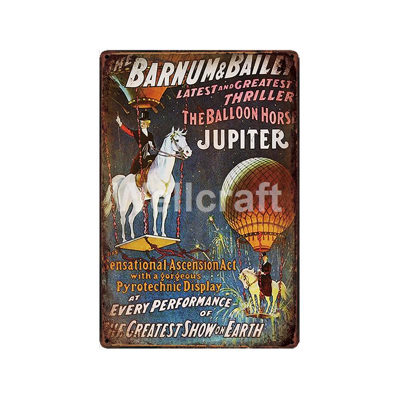 [ WellCraft ] Circus Lion Elephant Tiger Clown Horse Metal Sign Vintage Painting Decor  LT-1899