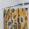 Sunflower Butterfly Printed Shower Curtains For Bathroom Decor Orange Color Floral Curtain With Rod Hooks Set (Yellow)