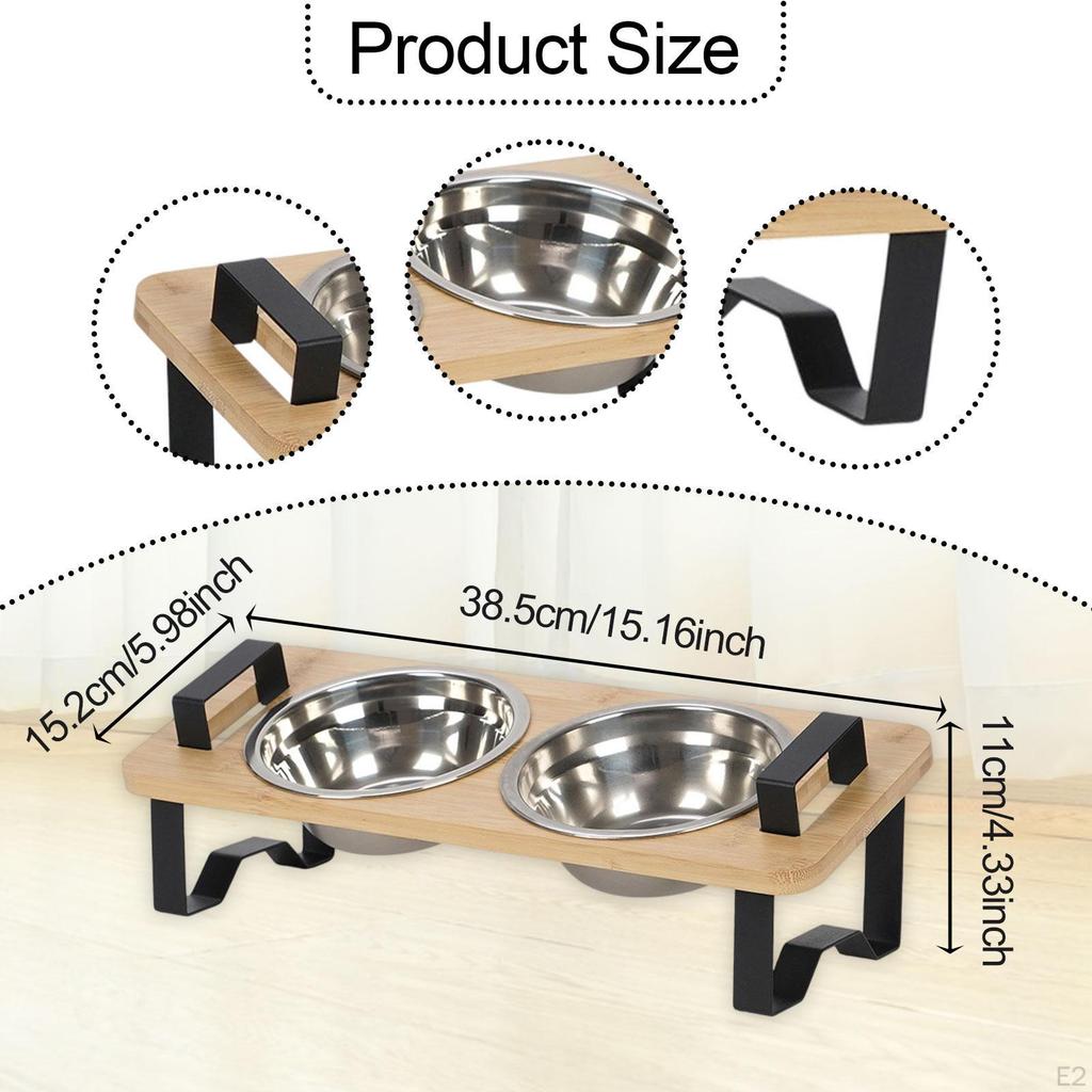 Elevated Cat Bowls Pet Feeder Watering Feeding Station 2 Pots Food Water Dish Raised Dog Bowl for