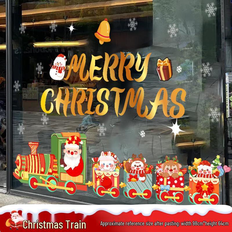 2026 New Christmas Tree Window Stickers for Shopping Malls & Stores - Festive PVC Decorations for a Vibrant Holiday Atmosphere