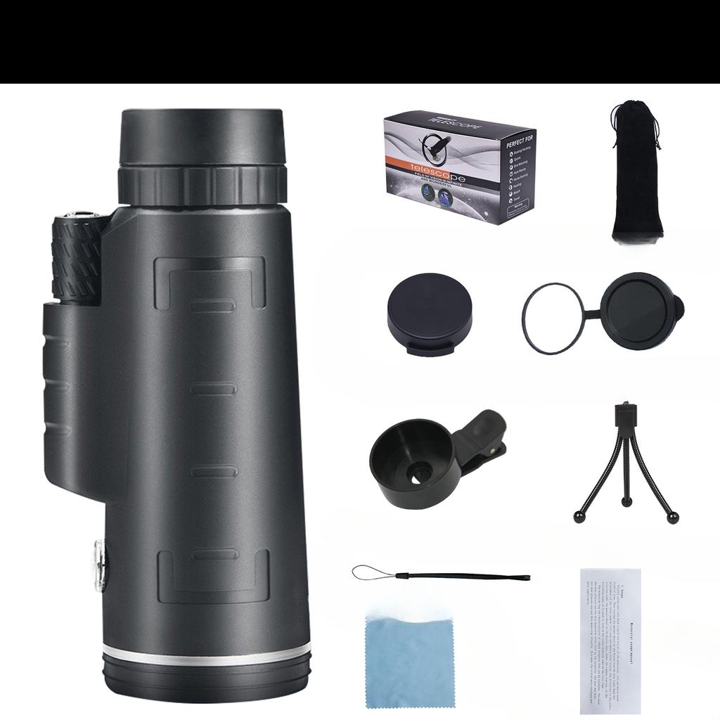 Teleskop med hög upplösning och hög förstoring mörkerseende i svagt ljus med kompass, utomhus med mobiltelefon för fotografering