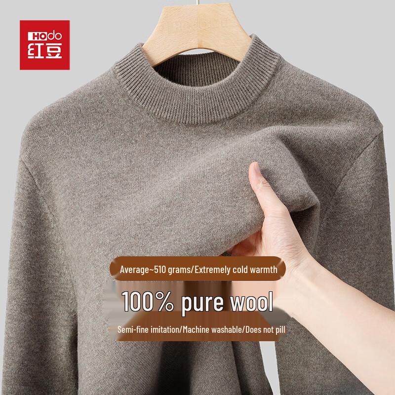 

Hongdou Men s 100% Pure Wool Thick Round Neck Sweater 2XL