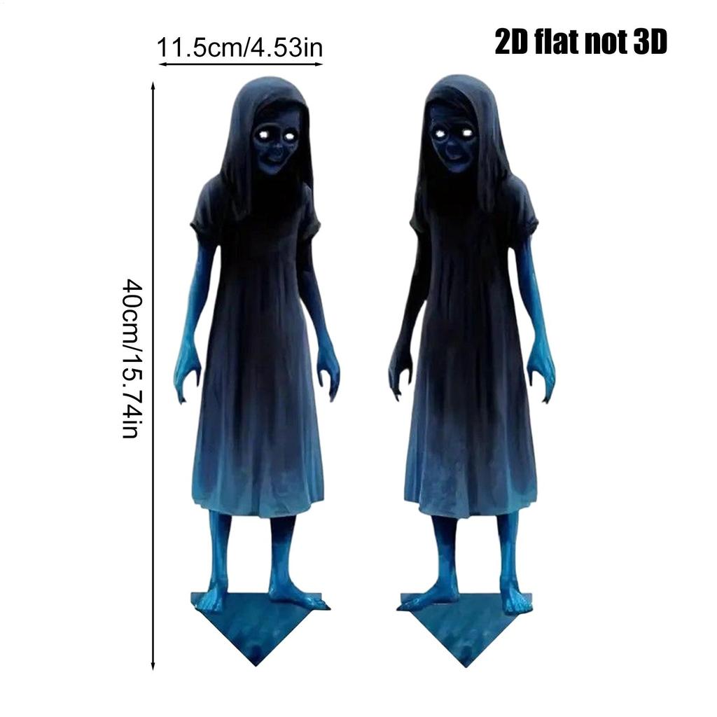 Twins Halloween Yard Signs Horror Twins Halloween Yard Sign Stakes Double Ghost Garden Stakes for Yards Patios Gardens Parties