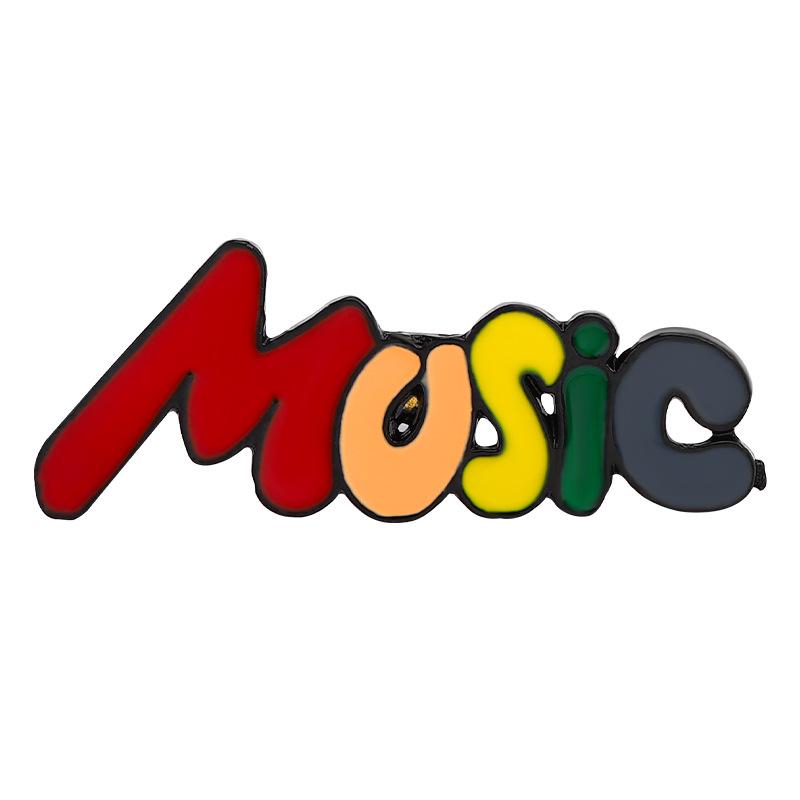 Regenbogen Englische Brosche: Bunte Gitarren-Metallplakette und galvanisiertes Bekleidungsaccessoire.