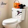 Waterproof Halloween Wall Stickers Toilet Sticker, Ghost And Skeleton Print Decals, PVC Easy Bathroom Decals Peel Stick Spooky Stickers, for