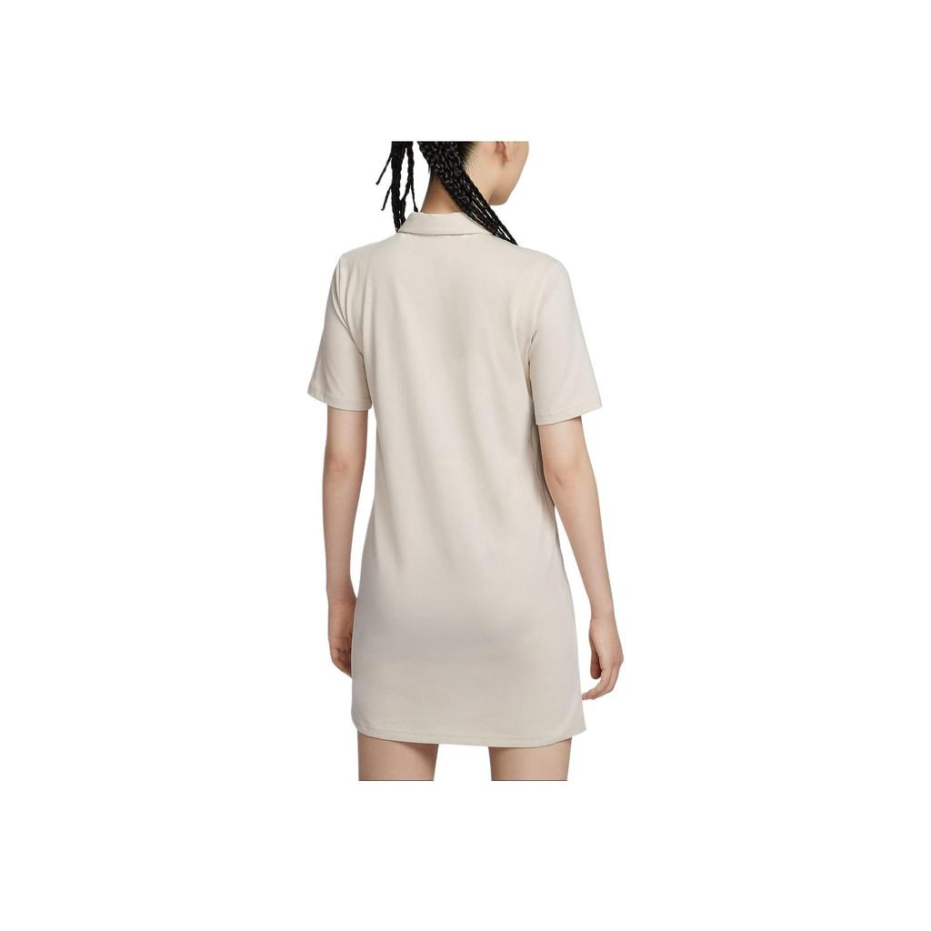 Nike Sportswear Printed Logo Soft Solid Color Polo Dress Women Dresses Light-Red White HJ8149-104