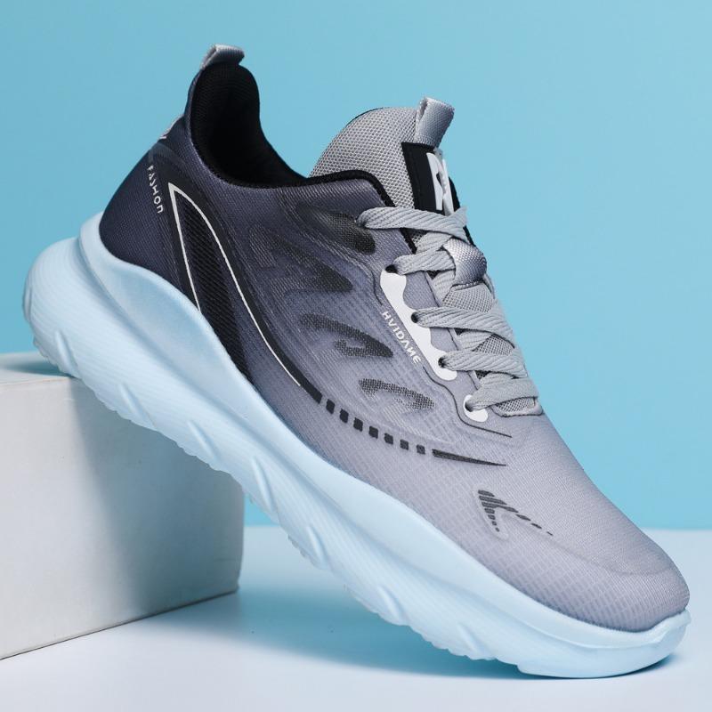 

Магнитные вибрационные парные спортивные туфли для легкой ходьбы, модные туфли на толстой подошве со шнуровкой, низкие, из сетки, трендовые мужские туфли 44 серый