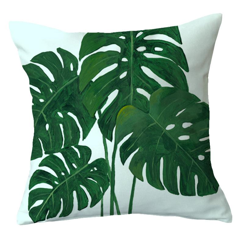 Office Chair Cushion Home Pillow Case Ins Plush Printed Pillow Case Green Plant Nordic Style Pillow