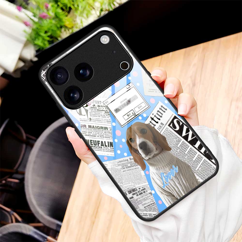 For iPhone 17 Pro Max Case TPU PC Tempered Glass Pattern Printing Anti Drop Phone Back Cover