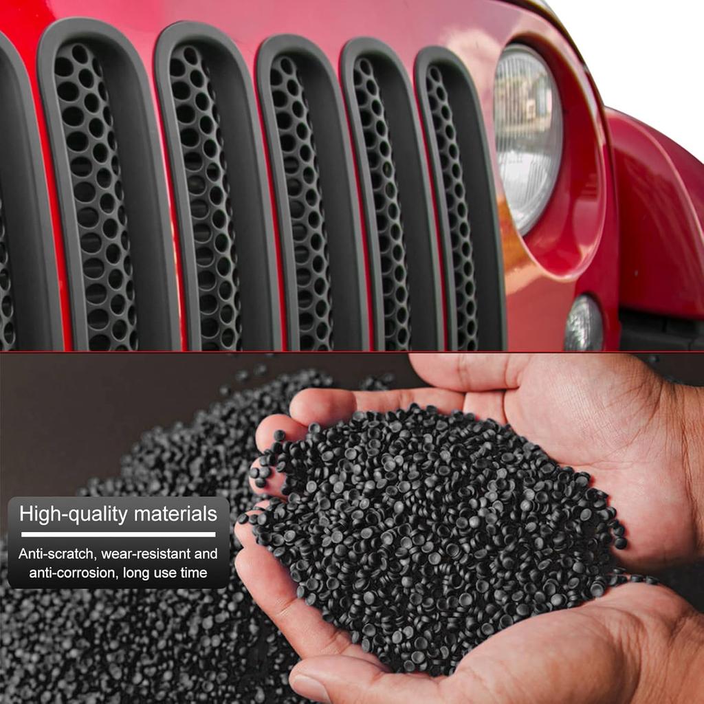 RT-TCZ Upgrade Version Clip-On Grille Front Mesh Grille Erts Compatible With Jeep Wrangler JK JKU 2007-2015 (Matte Black)