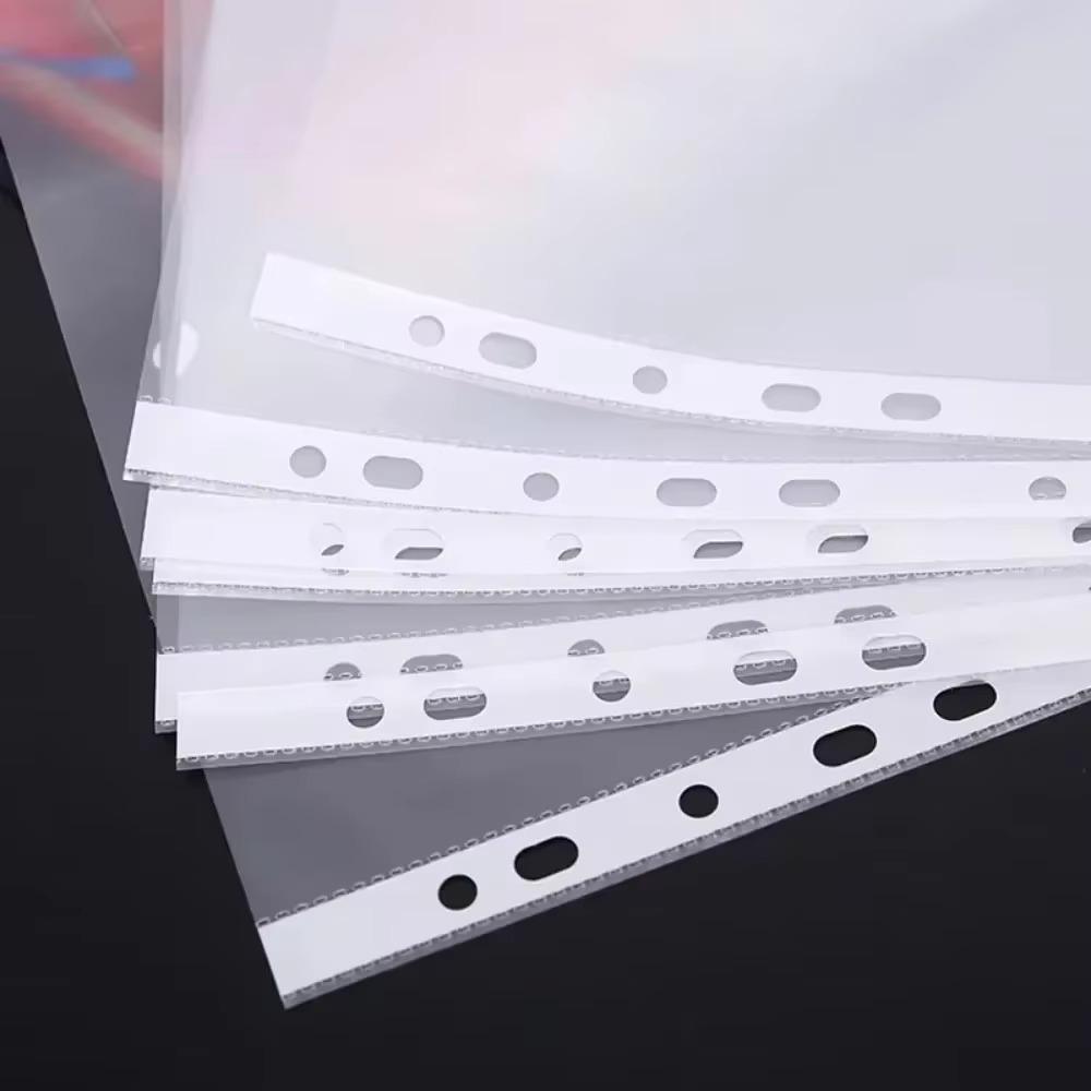 100pcs 11 Holes Transparent Plastic Punched File Folders A4 Document Sleeves Protector Office Supplies