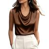 Women's Casual Fashion Satin Collared Sleeveless Top T-shirt Vest