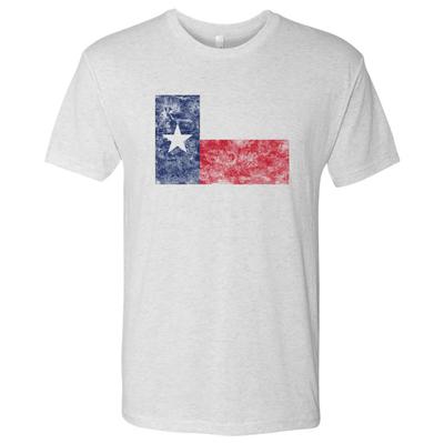 Camiseta Triblend para Hombre con Orgullo Estatal de la Bandera de Texas y Pueblo Natal - Blanco Jaspeado