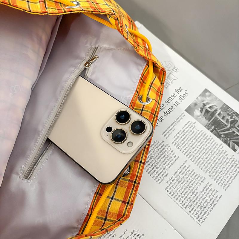 Vintage Plaid Men's Backpack Student Backpack Color Block Women's Schoolbag