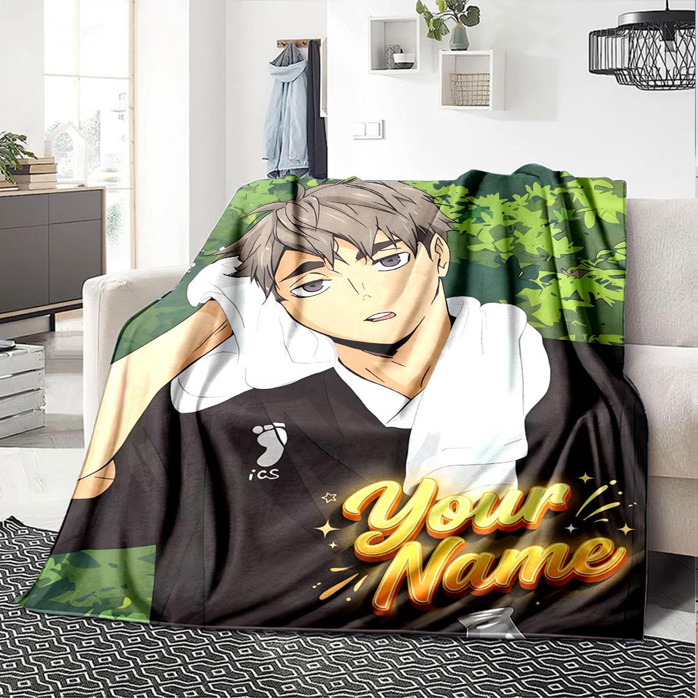 1pc Osamu Miya Blanket with Custom Name, Gift, for Men and Women, Soft Blanket, Good for Sofa Bed Couch Travel, Lightweight Flannel Blanket