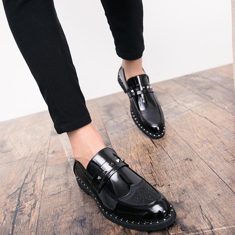 Fashion Lacquer leather men's shoes Classic British gentleman style Leisure nightclubs and party Outdoor street Daily loafers 38-46