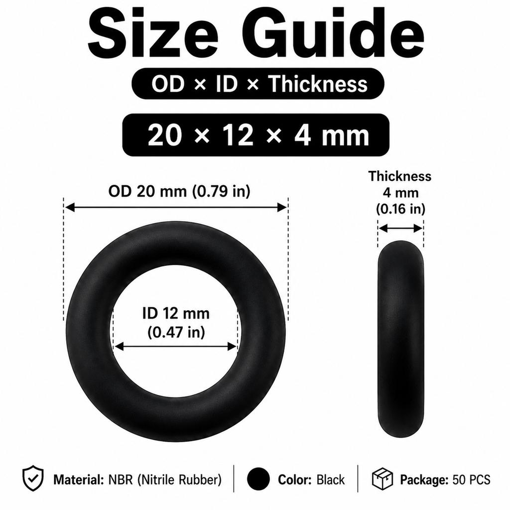 50Pcs Nitrile Rubber O-Rings Sealing Gasket, 2.5/3/4mm Thick OD 9/15/20/24mm Metric Seal for Automotive Machine Plumbing