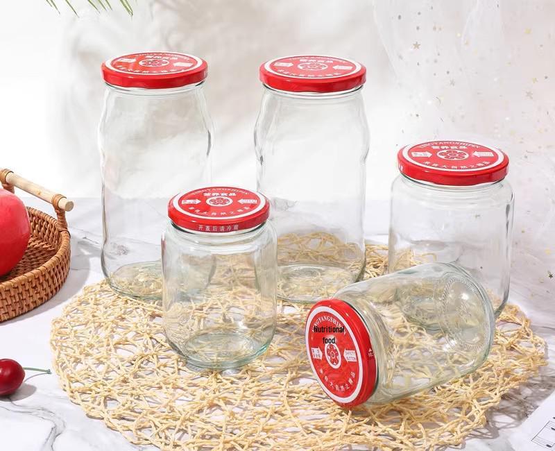 High-Temp Resistant Food Grade Jars: Ideal for Canning, Storage, Sealing; Perfect for Honey, Tomato Sauce, and Yellow Peaches. Steam & Boil Safe.