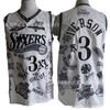 76Team 3No. 1 Allen Iverson Basketball Jersey Vintage Mesh Embroidered Jersey