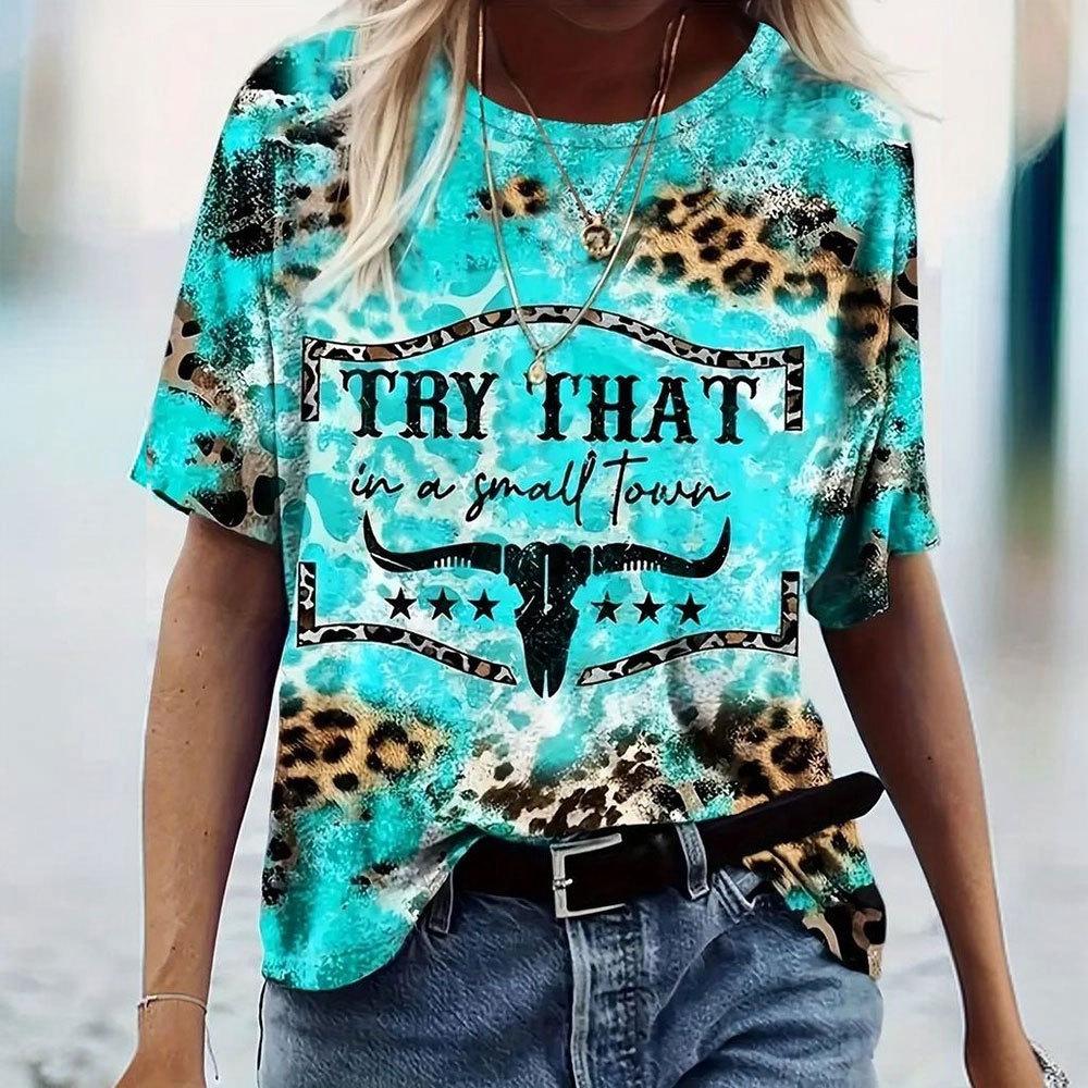 Dámské letní 3D tričko s potiskem s krátkým rukávem Harajuku oblečení Dámské ležérní tričko