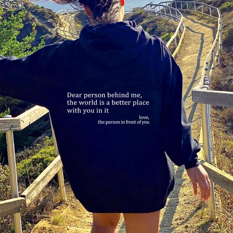Ladies Oversize Hooded Pullover Women Plush Hoodie Abstract Letter Print Long Sleeve Couple Hoodie with Pocket Drawstring