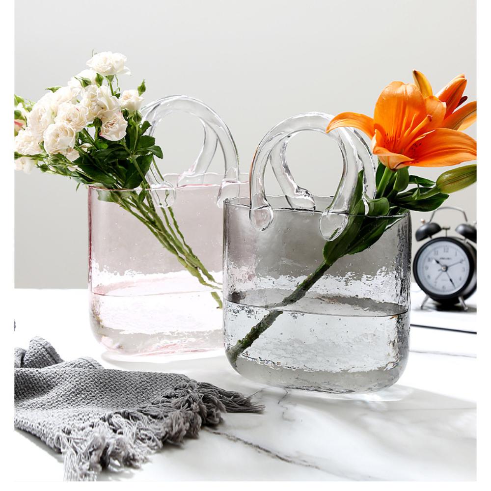 Arredamento per la casa nordico Stile nordico Ins Borsa originale Vaso in vetro Borsa di design Cesto di fiori idroponici Allevamento di pesci