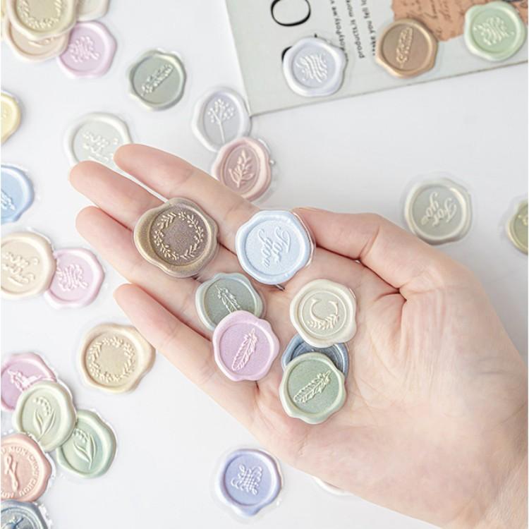 18pcs/20pcs Bag Wax Seals Stamp Sticker for Kid Vintage European Style Candy Color Sticker for Children DIY Decroative Scrapbook