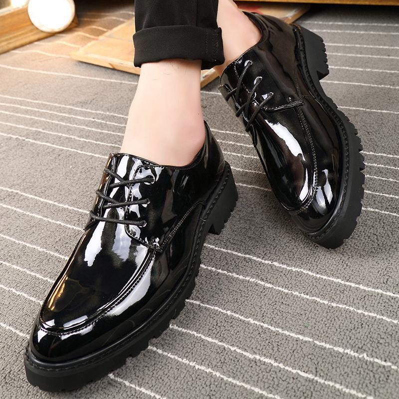 Men's Shoes Spring British Men's Business Leather Shoes Men's Youth Glossy Fashion Trend Casual Shoes Men's