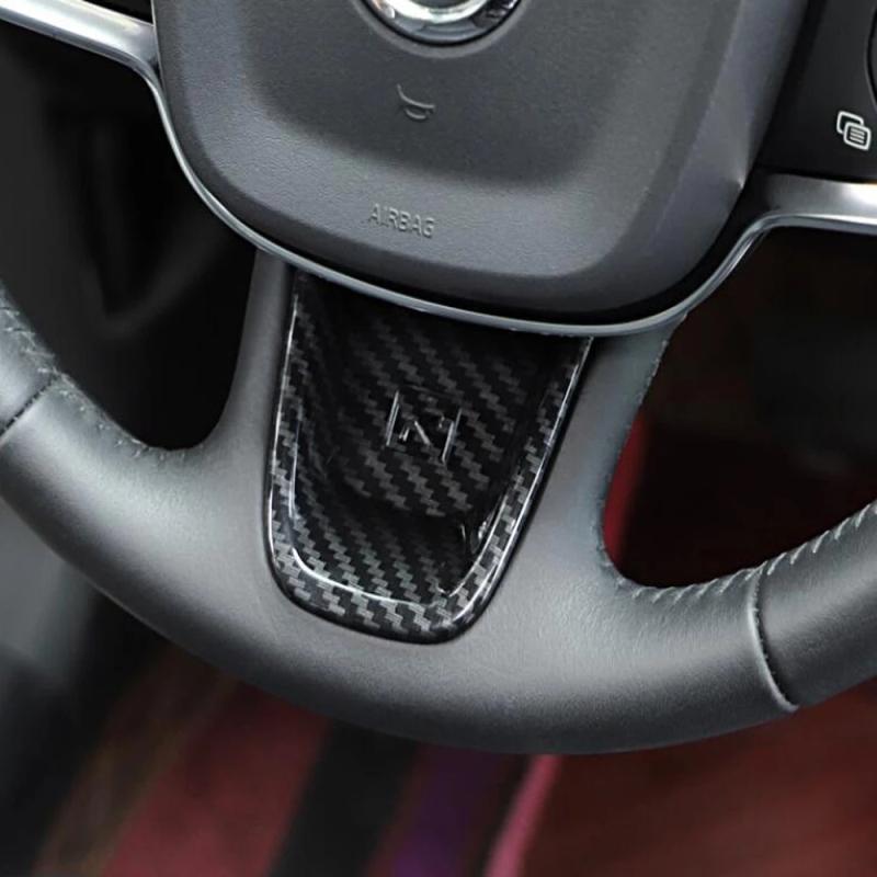 For Volvo XC40     ABS Chrome Carbon Fiber Steering Wheel Switch Button Frame Cover Trim Accessories