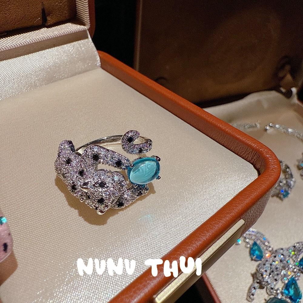 Vintage Court Cheetah Topa Blue Water Drop Gemstone Necklace Haute Couture Jewelry Leopard Blue Water Drop Zircon Bracelet Set