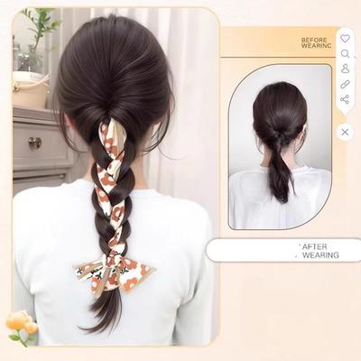 42cm Natural Ribbon Low Synthetic Ponytail Wig Long Twist Braid Simulated Hair New Chinese-style Hair Accessory