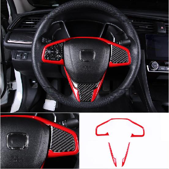 Red Interior Steering Wheel Cover Trim For Honda Civic 2016-2020 10th