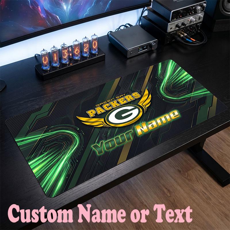 Green Bay Packers Customized Name Text Mouse Pad, Large Desk Mouse Mat Personalized Home Office Present