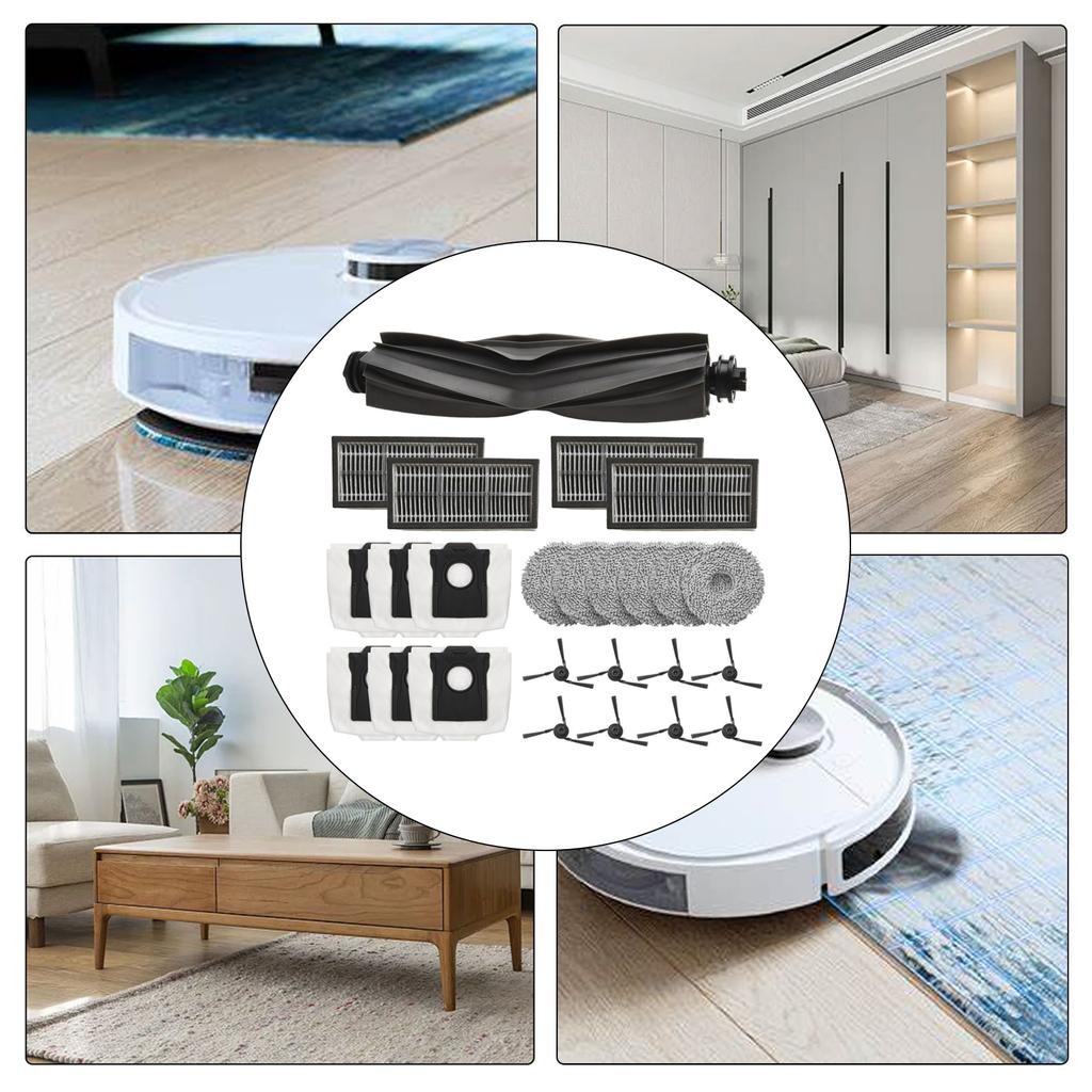 8PC Side Brushes 6 Mop Cloths For Roborock P10 Pro - Complete Robot Vacuum Replacement Parts Kit With HEPA Filter & Dust Bags