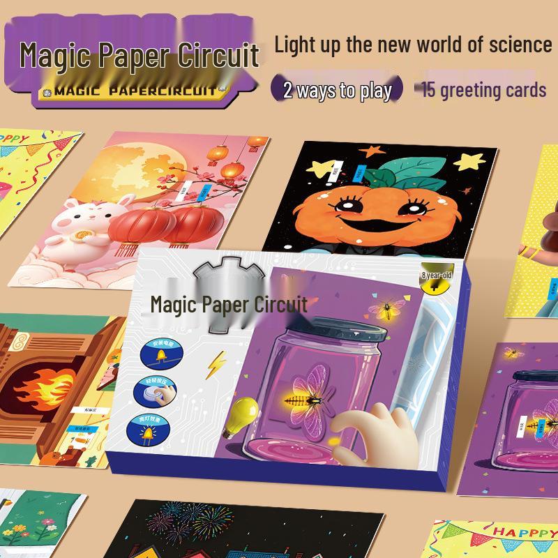 DIY Magic Circuit Greeting Card Kit with 25 LED Bulbs - Educational Glow Craft for Kids
