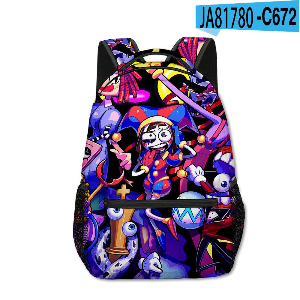 Magic Digital Circus School Bag Elementary And Secondary School Backpack Cartoon Children'S Backpack Men'S And Women'S Casual Backpack Full Print