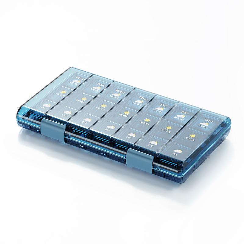 Medicine Box English Medicine Packing Box Storage Seven Days A Week 2128 Grid Morning, Middle and Evening Portable Storage Box