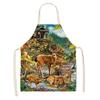 Natural Landscape Elk Pattern Apron Adult Sleeveless Kitchen Cleaning Home Chef Baking Waist Bib