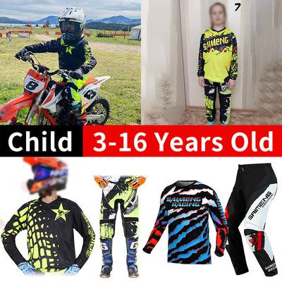 Motocross-Ausrüstungsset für Kinder Jugend Trikot Hose Sets Kind grün Motorrad schwarz 3 4 5 6 7 8 9 10 Jahre Offroad-Anzug blau orange Enduro Cross Junge Mädchen