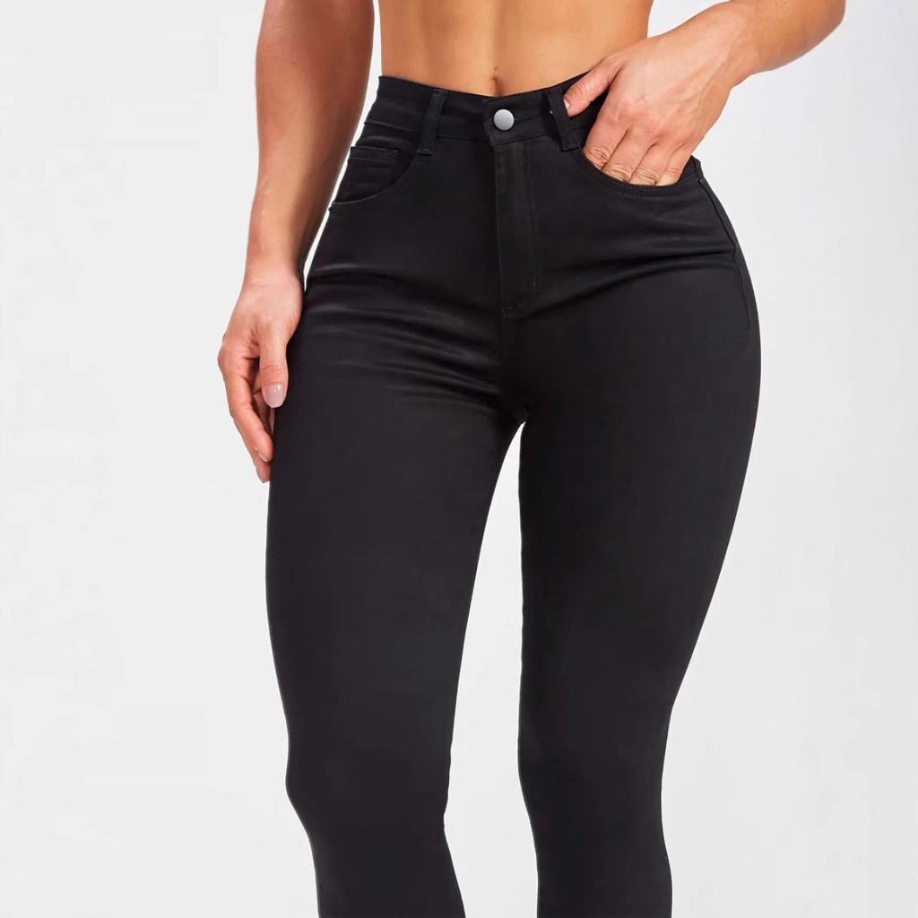 Spring and Autumn, New Styles, Jeans, Women's, Mid Waist, Slim Fit Elastic Black Leggings, High Waist Jeans