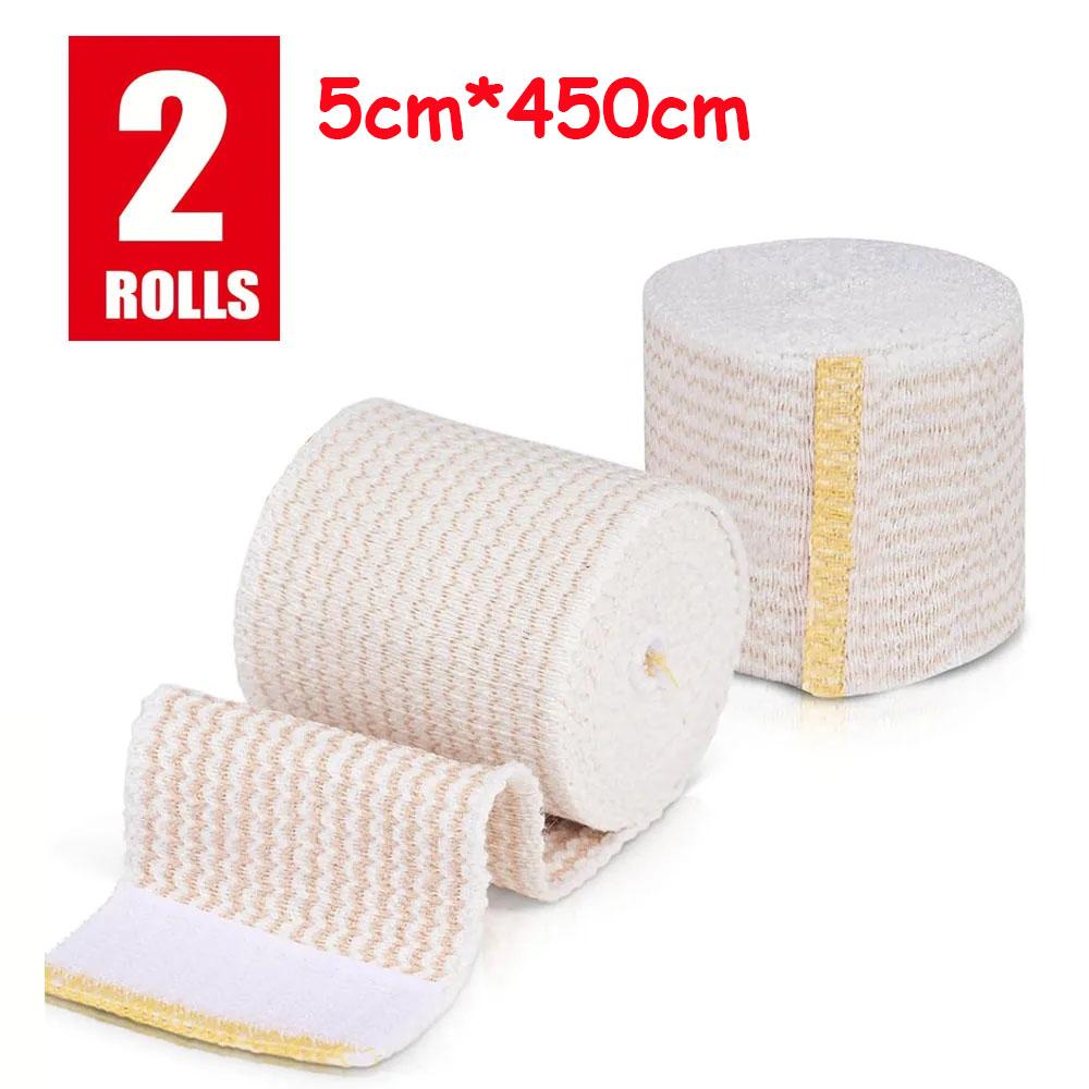 

2 Pack Premium Elastic Bandage Wrap, Reusable Hook and Loop Compression Wrap Bandage for Knees, Ankles, Wrists,Legs
