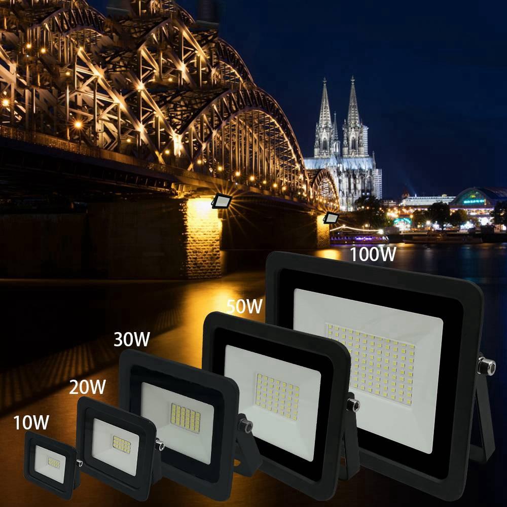 110V/220V 10W 20W 30W 50W 100W Ultra-thin LED Flood Light Floodlight Spotlight IP68 Waterproof Outdoor Garden Lamp