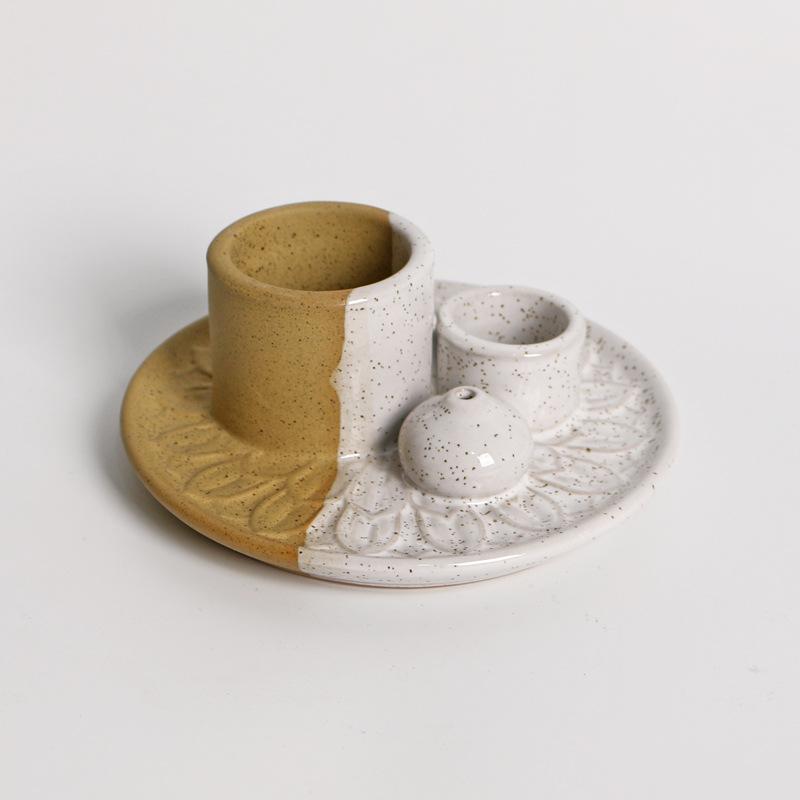 Palo Santo Holder Ceramic Incense Burner Tray Navy Blue Home Decoration for Sage Incense Sticks