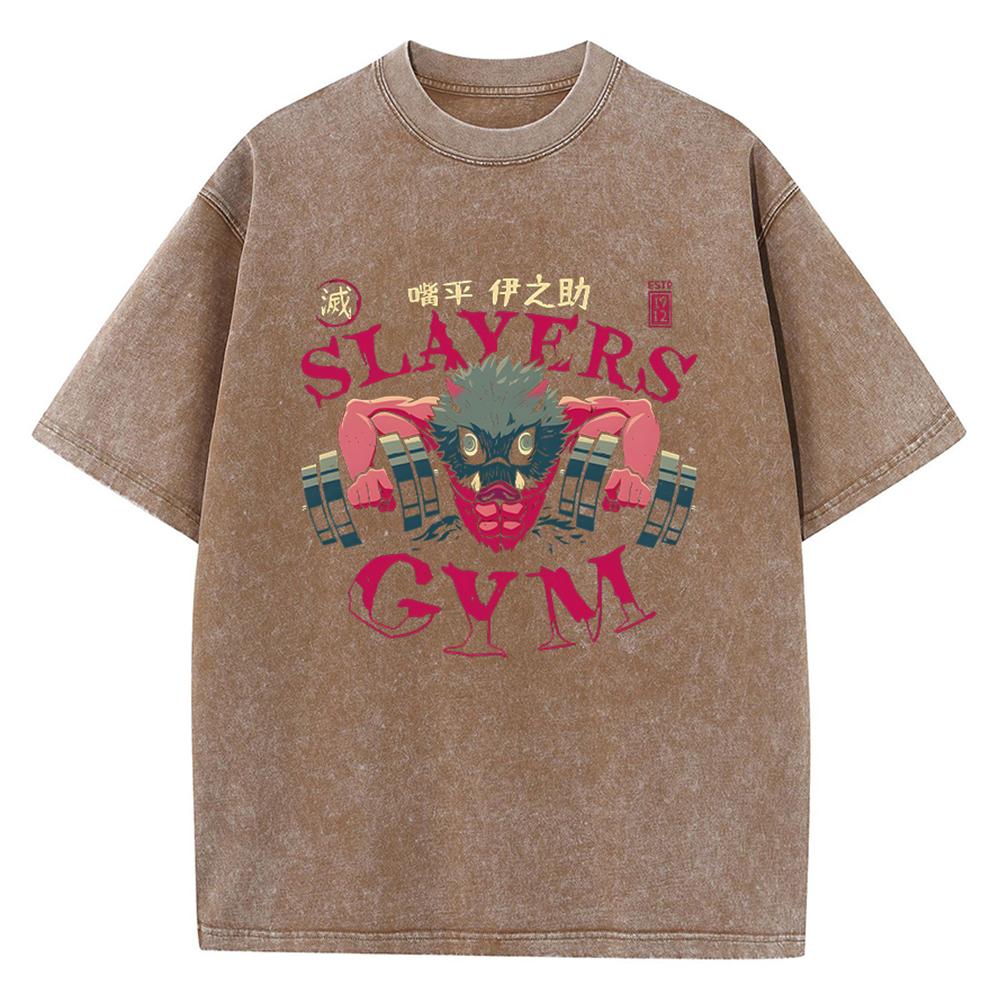 Printed Washed Tshirt Anime Demon Slayer Cotton Men Vintage Washed T-Shirt Graphic Tshirt Streetwear Tees Clothes
