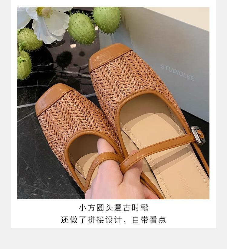 Straw square head cool slippers women's summer wear 2025 new holiday wind lazy one pedal bag head Muller half slippers