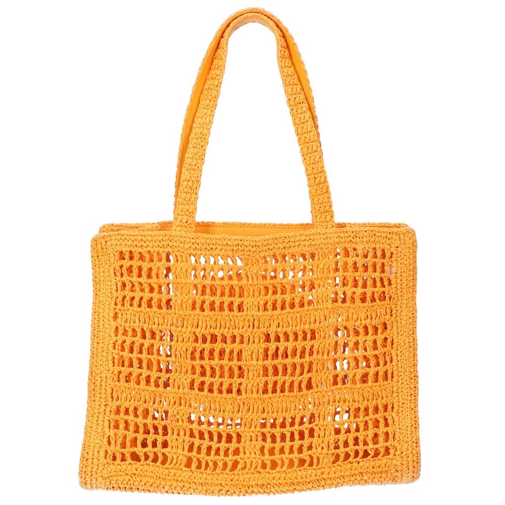 Tory Burch 158040 Ella Hand Crochet Small Tote Bag yellowUsed