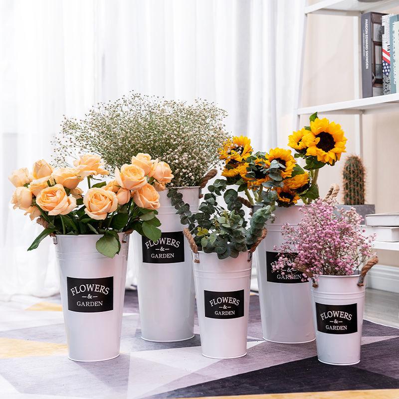 Creative Tin Flower Pot: Dried & Fresh Flower Arrangement Vase for Home or Flower Shop Use