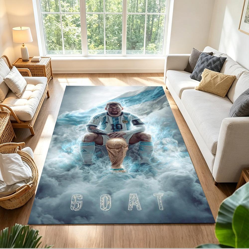 Football Messi Floor Mat Suitable for Kitchen Entryway Hallway Dormitory Anti-slip Rug Decorate Offices Luxury Gift for Birthday, Christmas, Wedding
