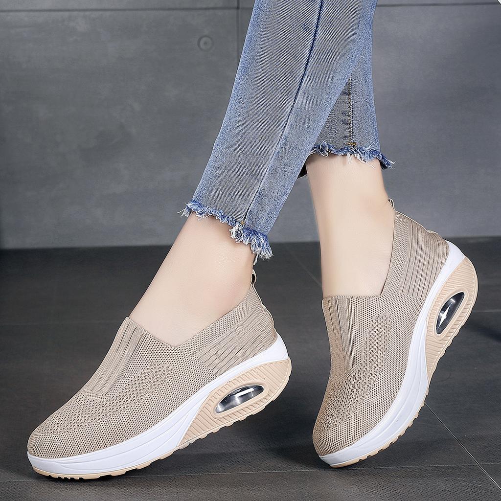 Summer Women Fashion Vulcanized Sneakers Platform Solid Color Flat Ladies Shoes Casual Breathable Wedges Ladies Walking Sneakers